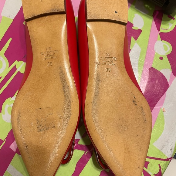 Authenticated Valentino Garavani Vlogo Ballet Flats - New Women | Color: Red - Picture 3 of 4